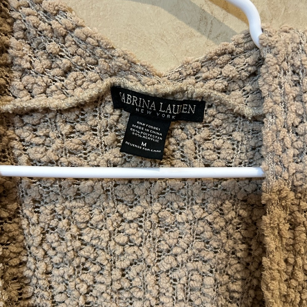 Cream Sweater Sabrina Lauren medium popcorn knit cardigan cozy - Picture 3 of 4